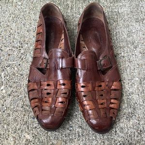 Men’s Father and Son Brown Leather Woven Sandals Size 10D